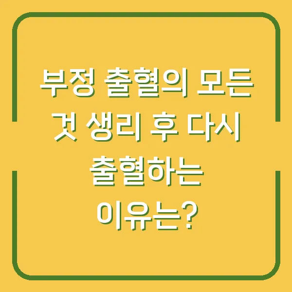 부정 출혈의 모든 것 생리 후 다시 출혈하는 이유는?