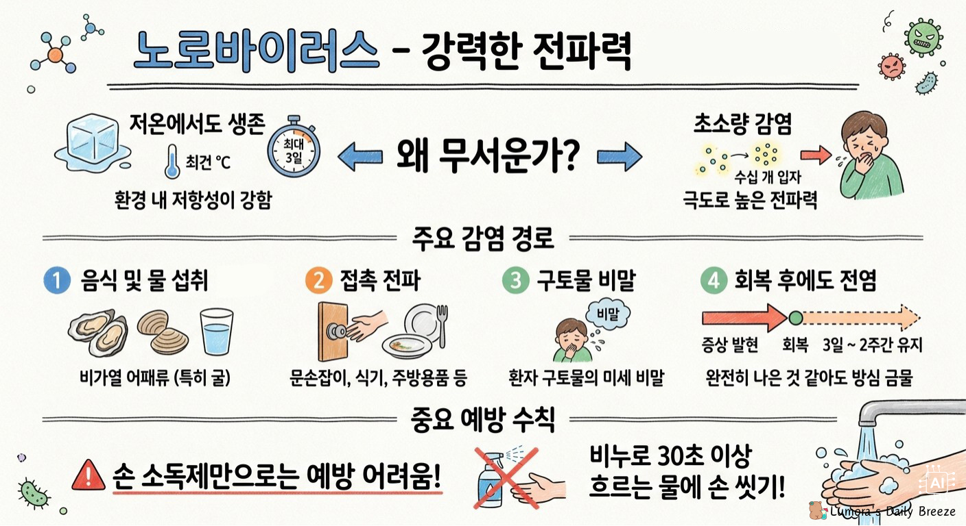 겨울, 봄철 노로바이러스 – 증상, 원인 음식, 예방법 총정리 : 노로바이러스, 이렇게 퍼집니다