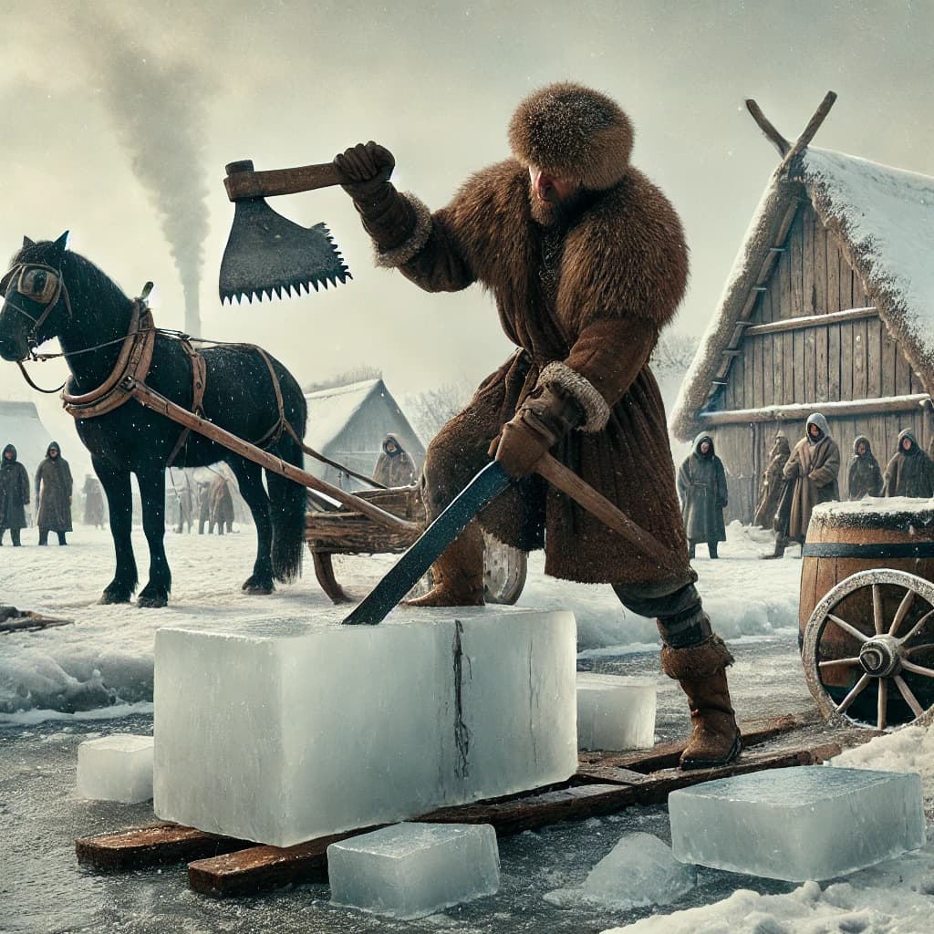 중세 유럽 얼음을 채취하고 있는 얼음 채취자(Ice Harvesters) 이미지