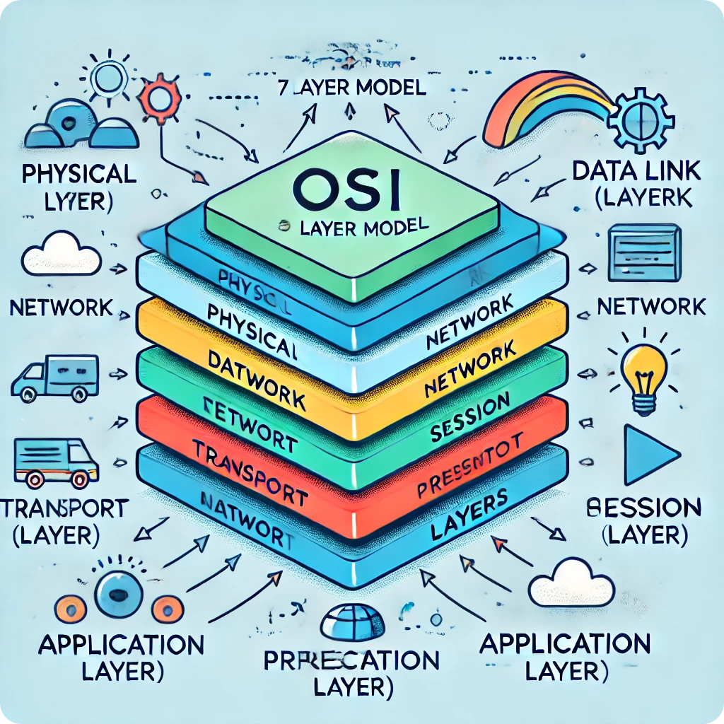 OSI 7 계층 모델을 설명하는 이미지