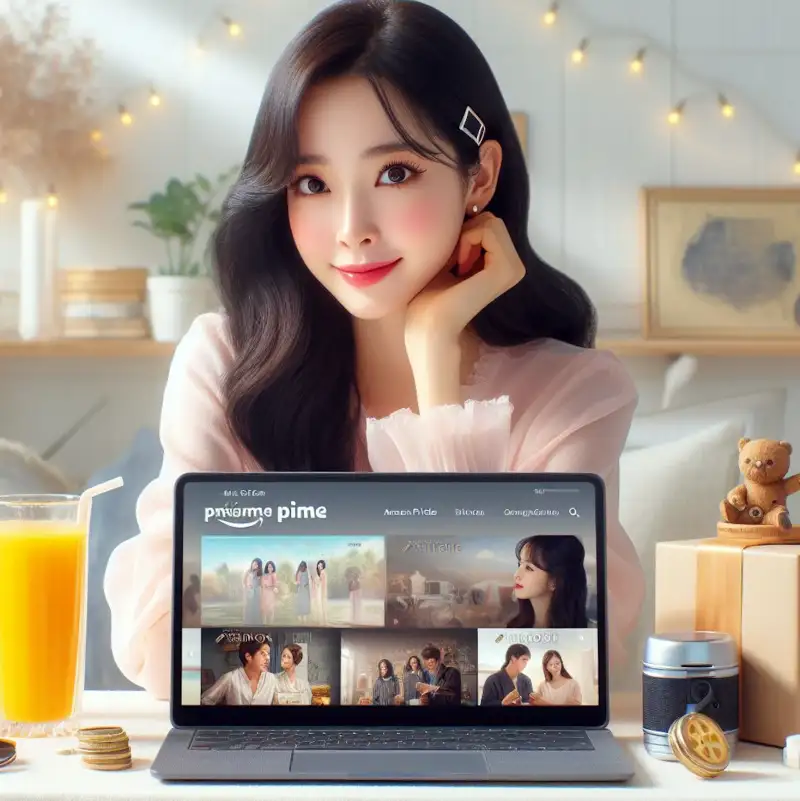 아마존-프라임-비디오-시청하는-청순한-여성의-모습