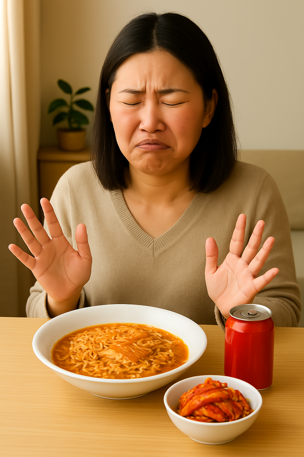 라면과 탄산, 김치를 보고 질색하는 아시아 여성