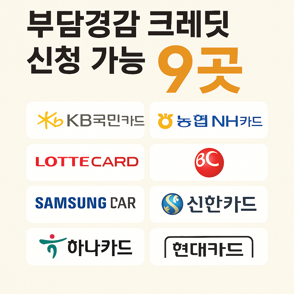 부담경감 크레딧 신청 가능한 카드