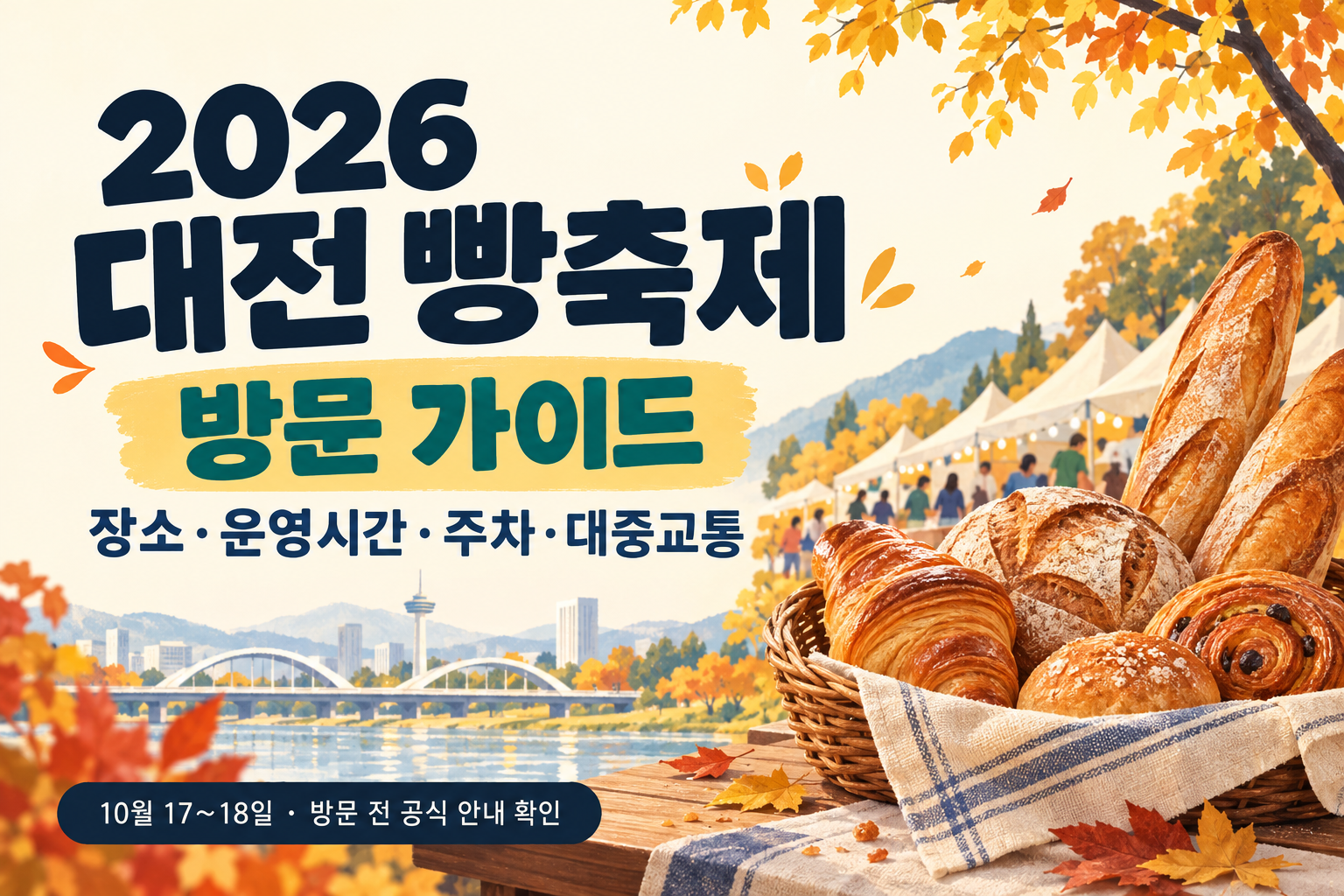 2026 대전 빵축제 방문 가이드 - 장소&middot;운영시간&middot;주차&middot;대중교통 확인