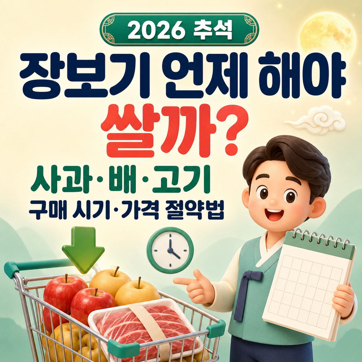 2026 추석 장보기 언제 해야 쌀까? 사과&middot;배&middot;고기 구매 시기&middot;가격 절약법