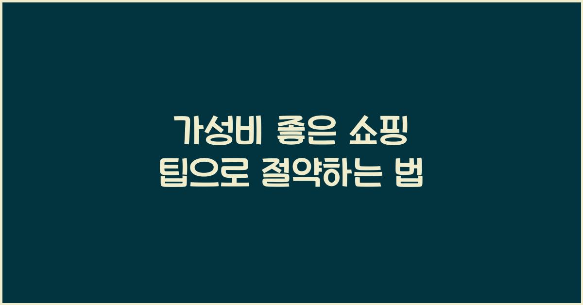 가성비 좋은 쇼핑 팁