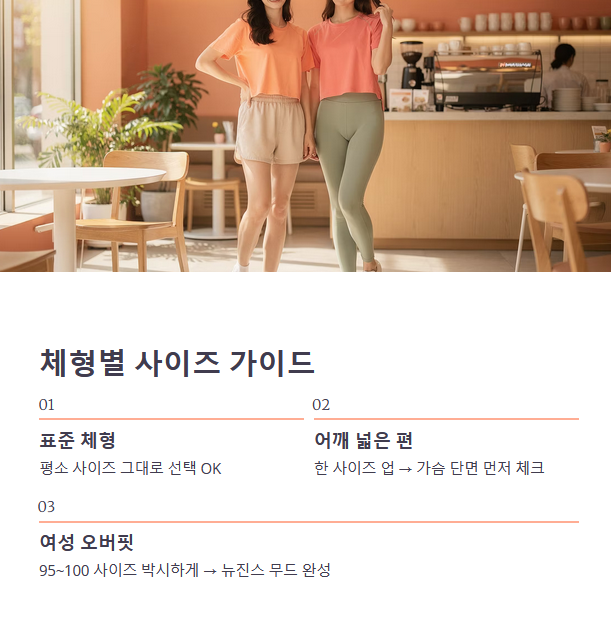 체형별 사이즈 선택 가이드