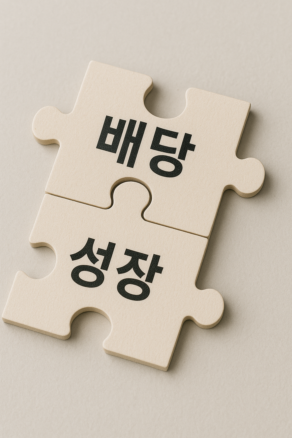두 개의 다른 퍼즐 조각(배당/성장)이 완벽하게 맞물리는 모습