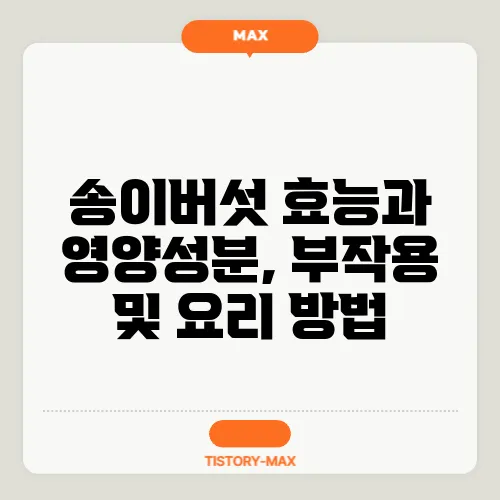 송이버섯 효능과 영양성분, 부작용 및 요리 방법