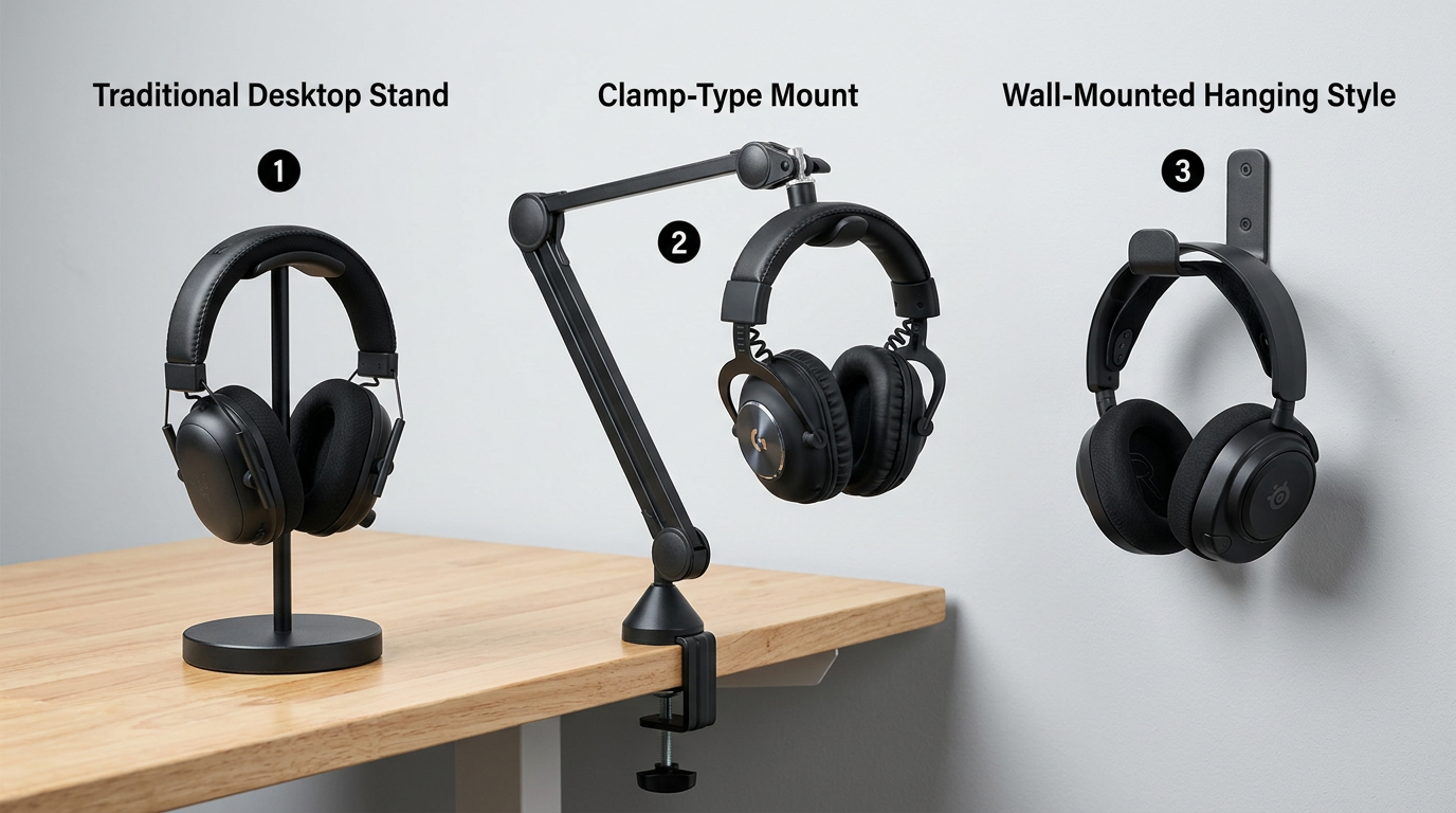 헤드셋 거치대 종류 스탠드 클램프 걸이형 비교