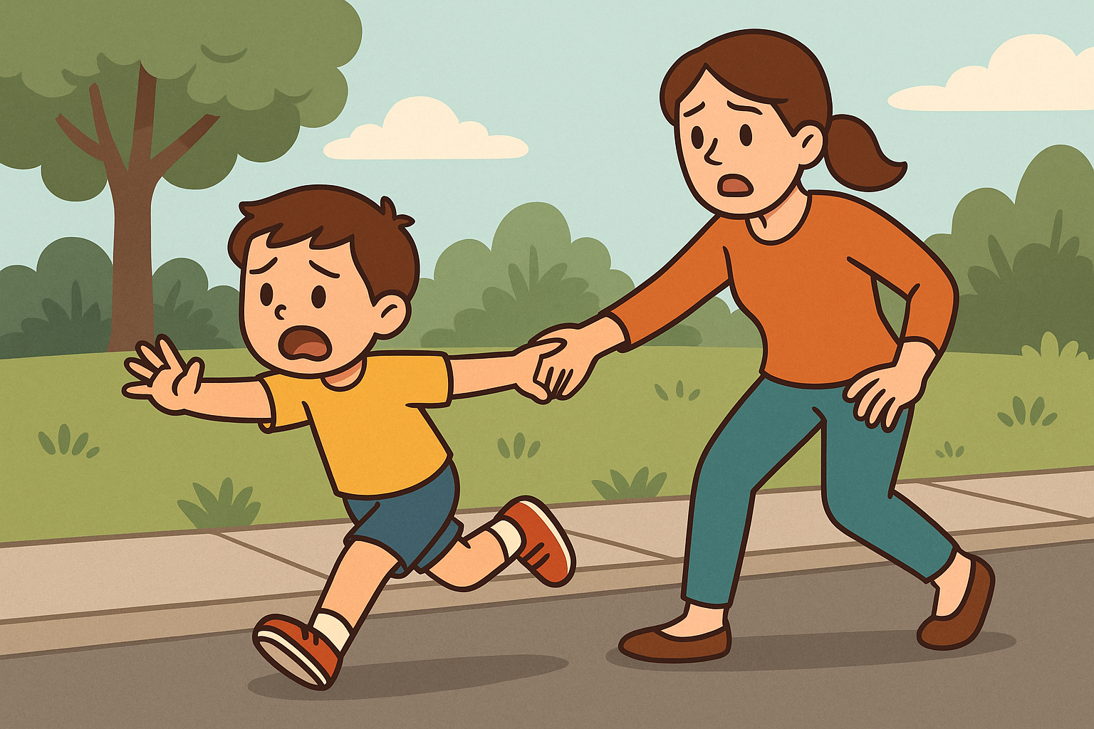 외출시-아이가-돌발행동을-하면-위험에-노출됩니다.