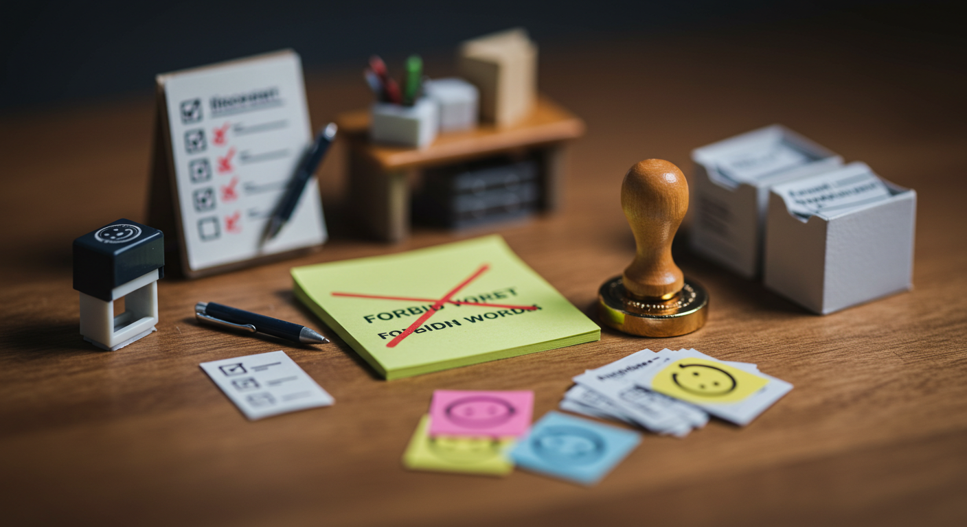 미니어처 체크리스트, 작은 스탬프, 스마일 스티커 등으로 구성된 틸트쉬프트 아이콘 세트