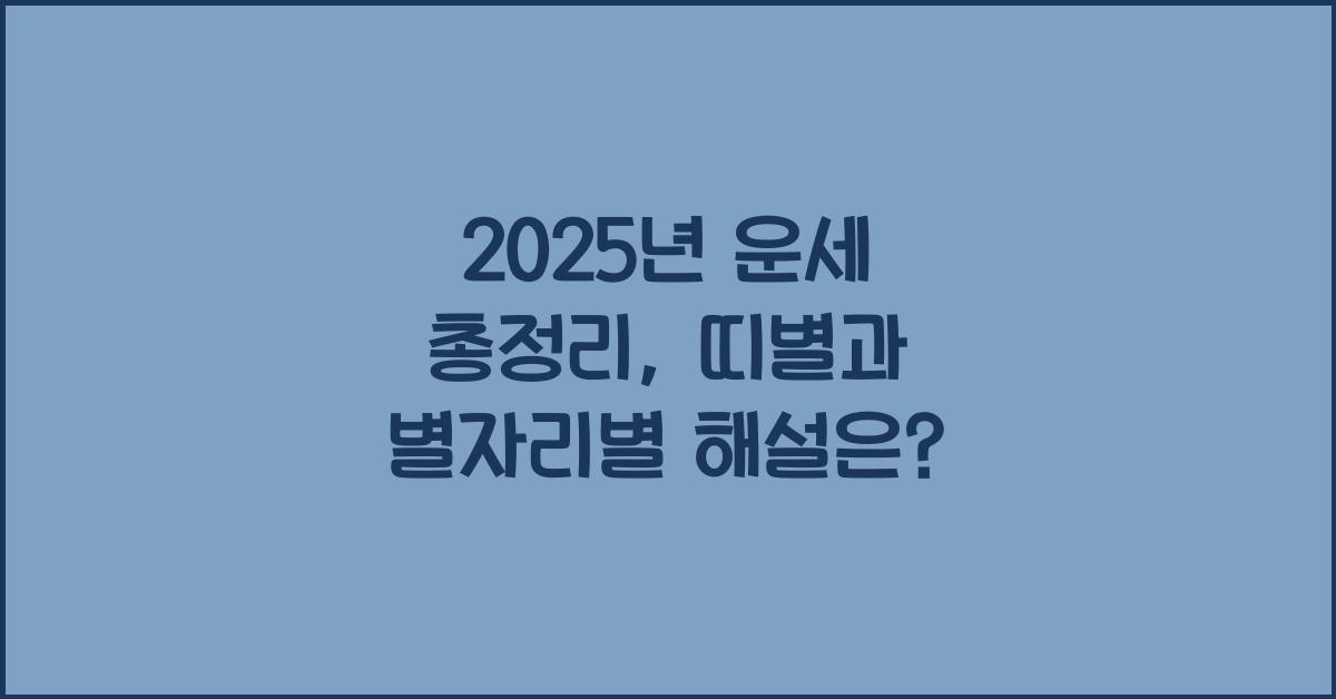 2025년 운세 총정리 띠별과 별자리별 운세 해설