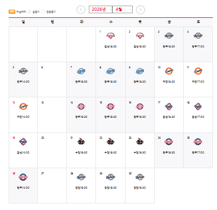 2026 기아 프로야구 예매 일정 (4월)