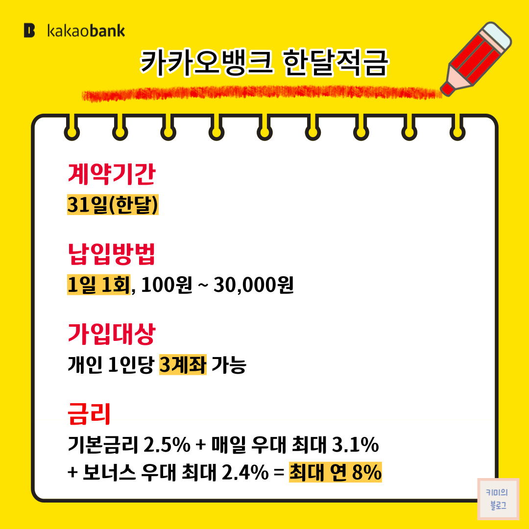 카카오뱅크 한달적금이란