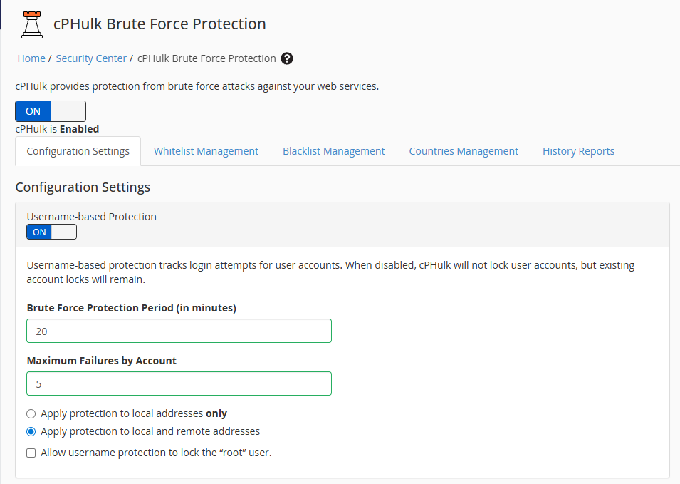 cPHulk Brute Force Protection