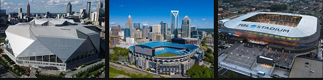 애틀랜타-메르세데스-벤츠스타디움,샬럿-뱅크 오브 아메리카 스타디움, 신시내티-TQL 스타디움 경기장 사진