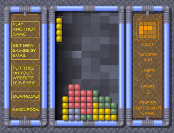 테트리스-무료-플래시게임-플레이-일자-블록으로-비어있는-가로줄을-맞추는-화면