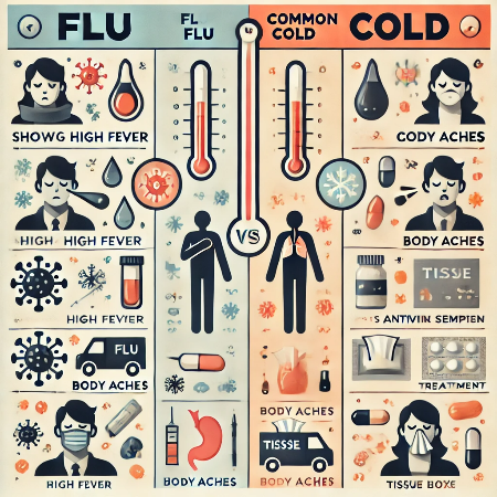 독감과 감기의 차이점