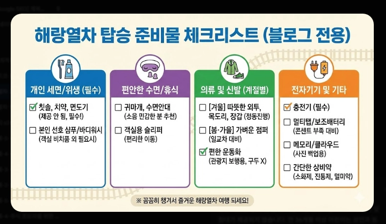 해랑열차 2박3일 전국일주 코스 [2026년 기준] 객실 가격 비교 및 할인 예약 꿀팁 (6)