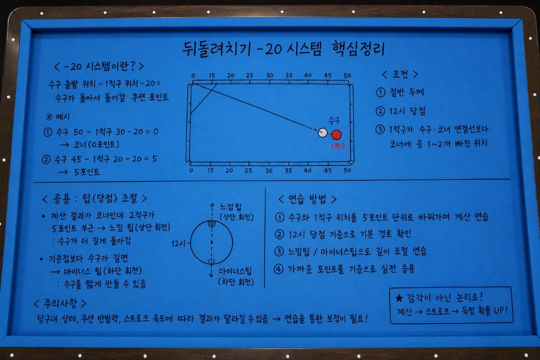 당구 뒤돌려치기 시스템(-20계산법)