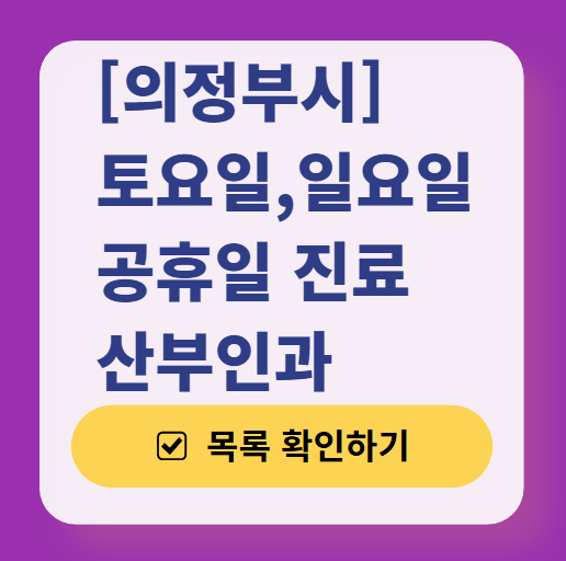 의정부시 토요일 일요일 진료 산부인과 목록 ❘ 주말 공휴일 야간 문 여는 병원 리스트