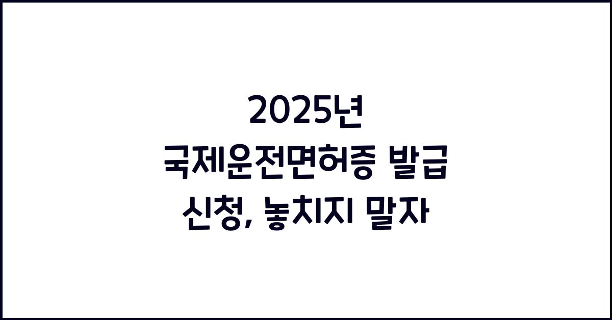 2025년 국제운전면허증 발급 신청