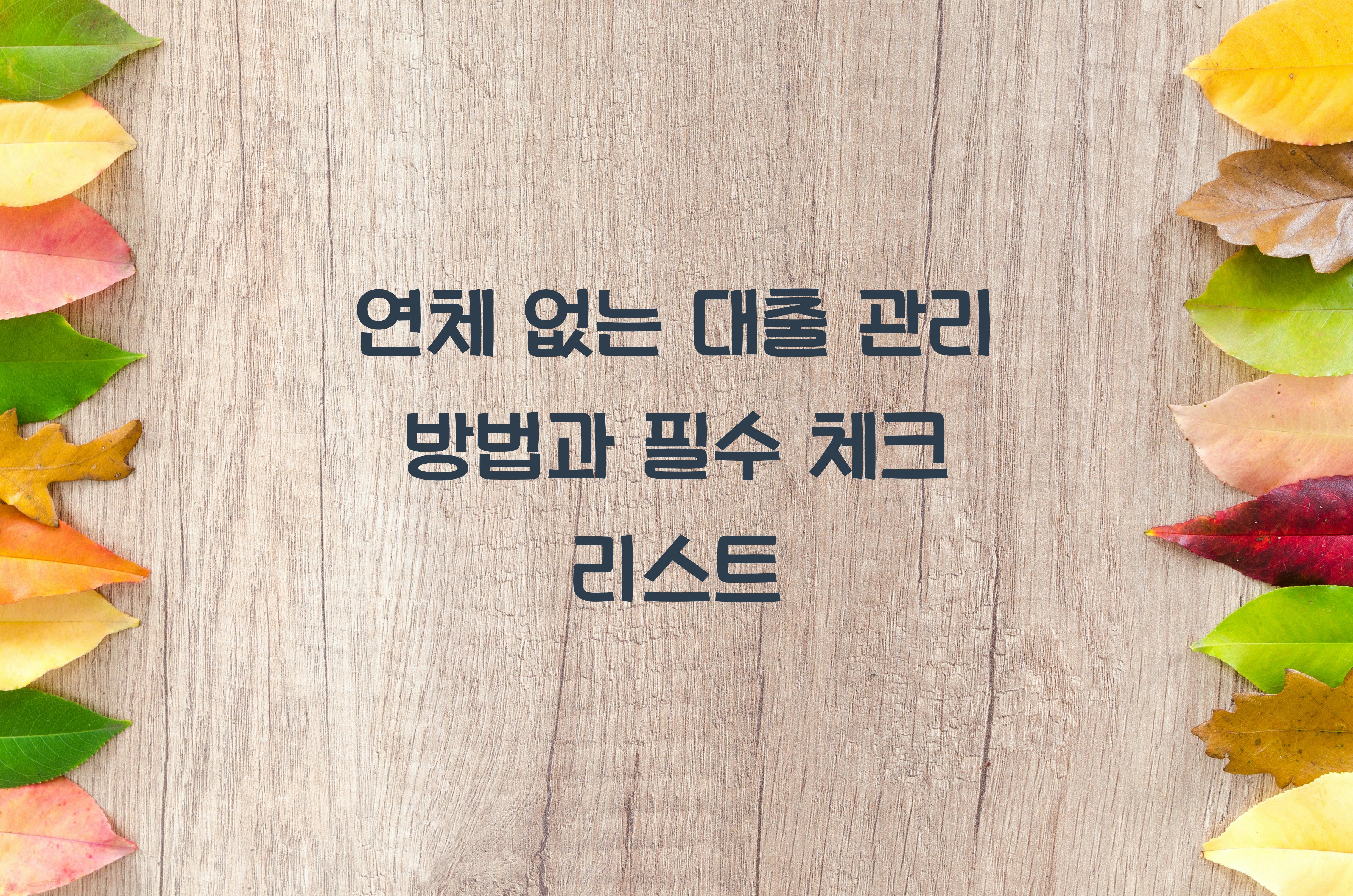 연체 없는 대출 관리 방법