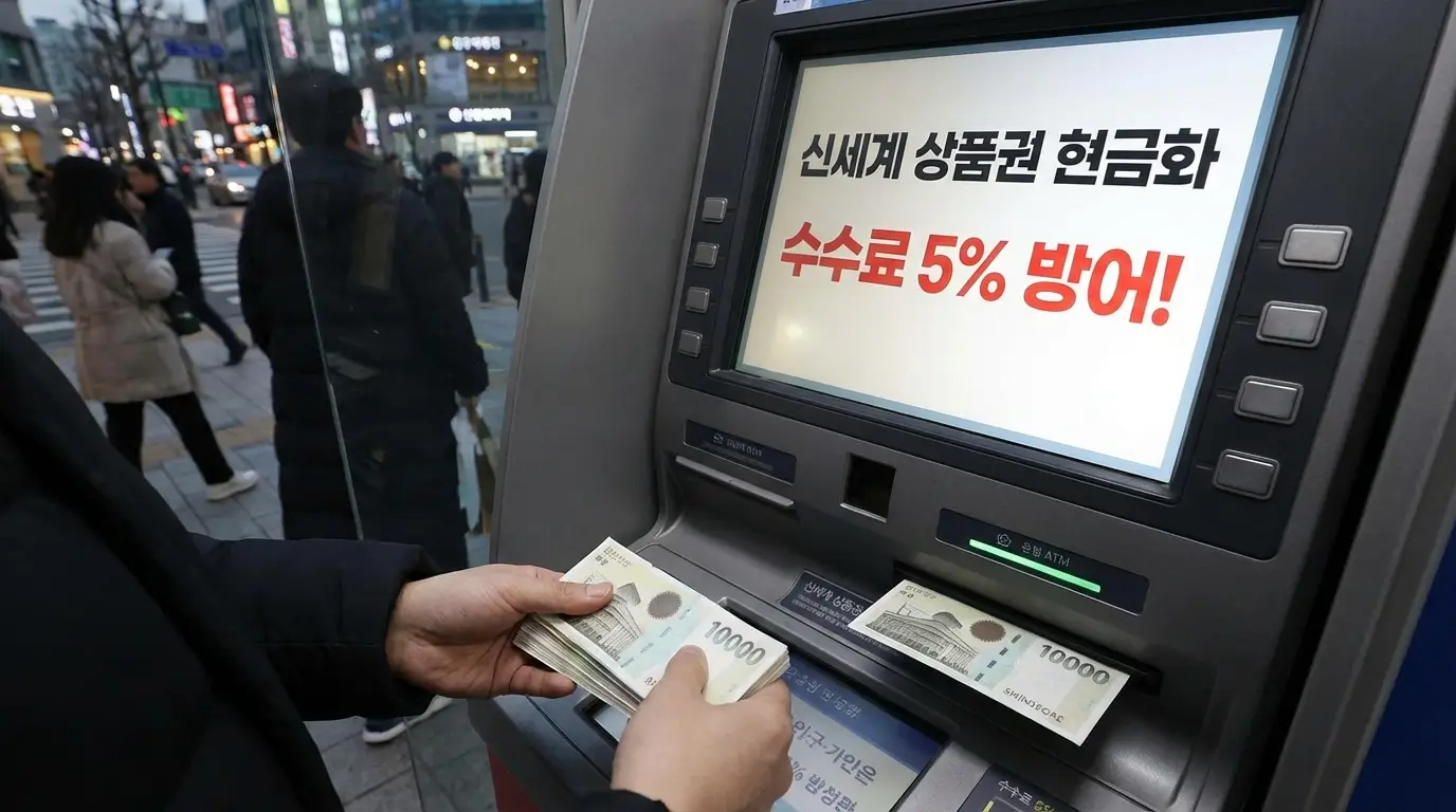 수수료 5퍼센트 방어 신세계 상품권 현금화 atm 실제 출금