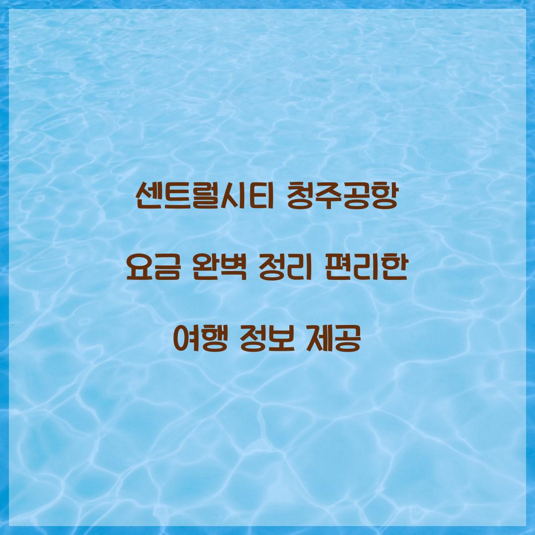 센트럴시티 청주공항 요금