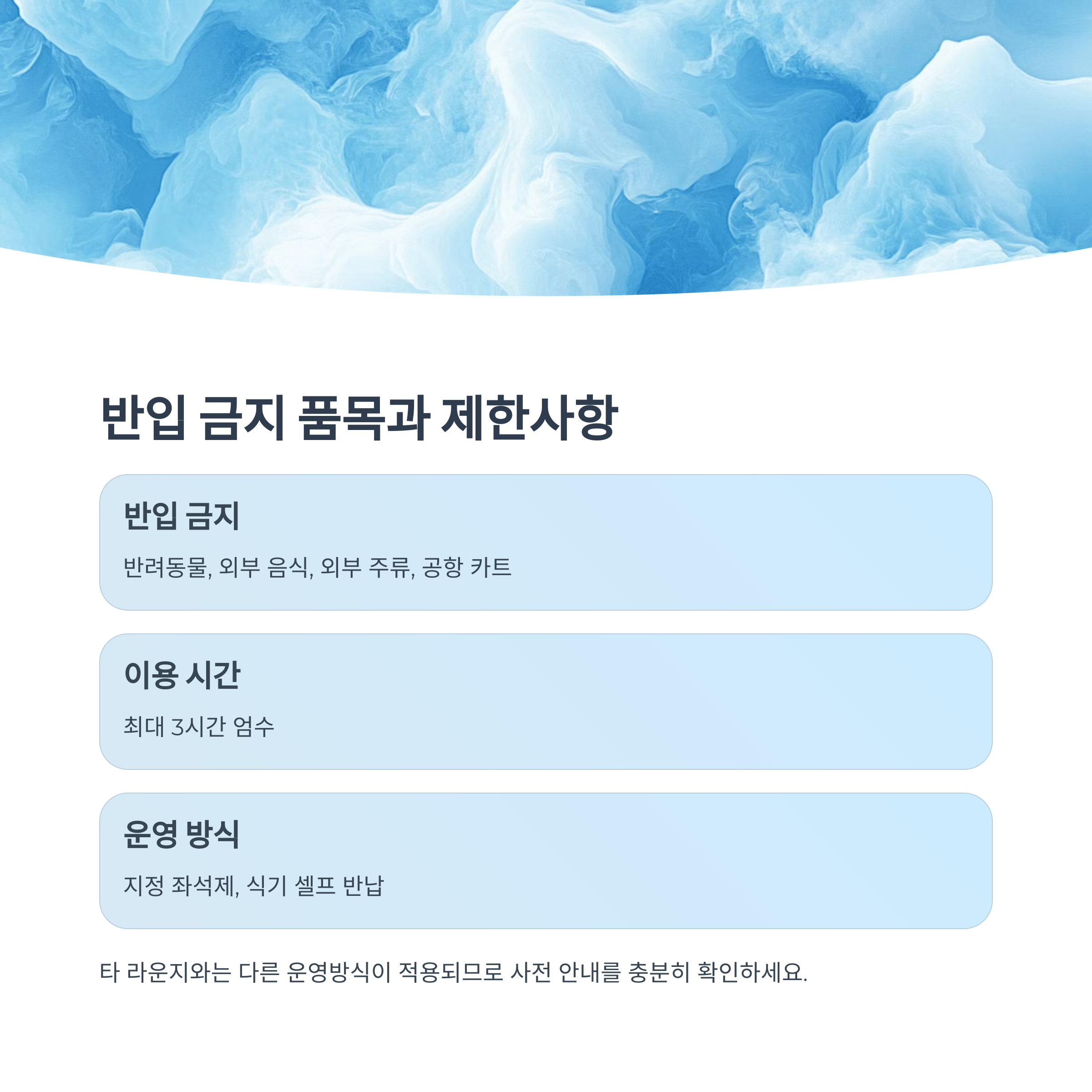 반입 금지 품목과 제한사항