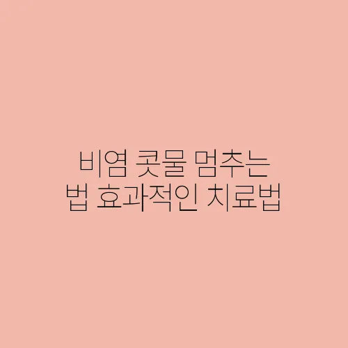 비염 콧물 멈추는 법 효과적인 치료법