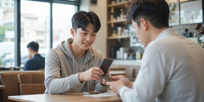 카페에서 중고 거래 안전하게 하는 모습