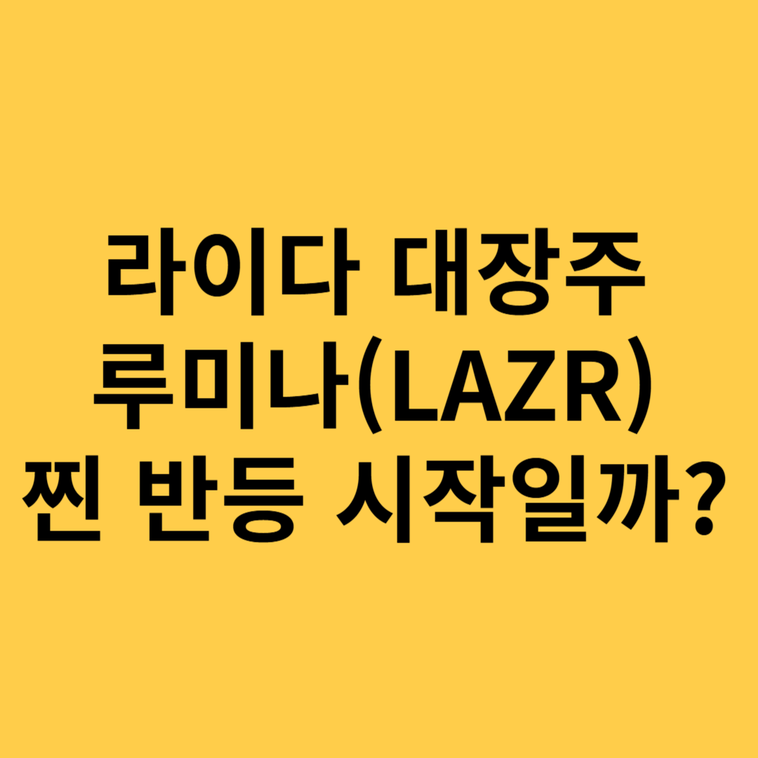 라이다 대장주 루미나 찐 반등 시작일까?