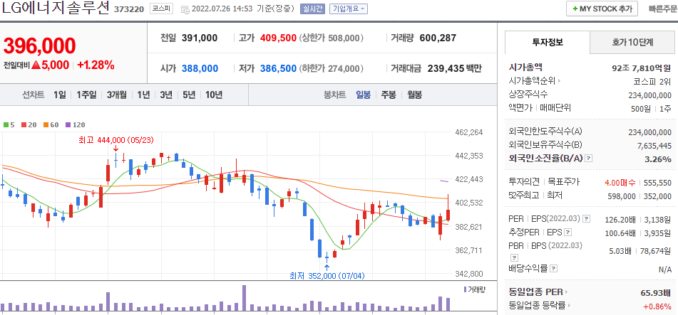 LG에너지솔루션 차트