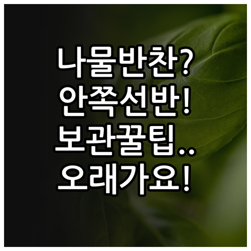 나물 반찬 냉장실 안쪽 선반 보관이 ..