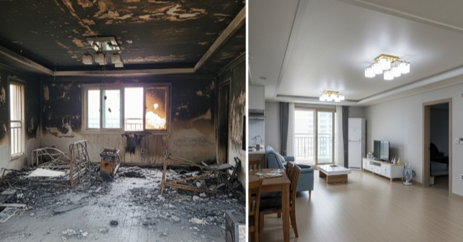 청양 화재복구 전후 모습 비교