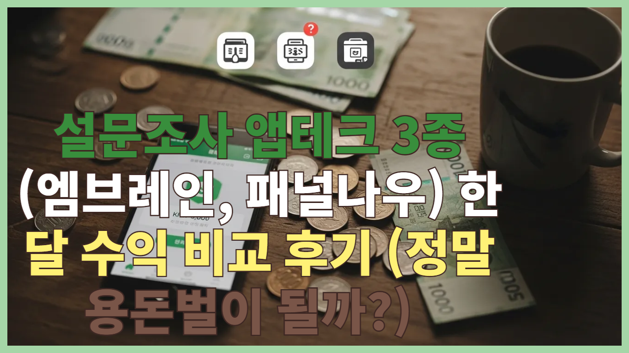 설문조사 앱테크 3종 (엠브레인, 패널나우) 한 달 수익 비교 후기 (정말 용돈벌이 될까?)