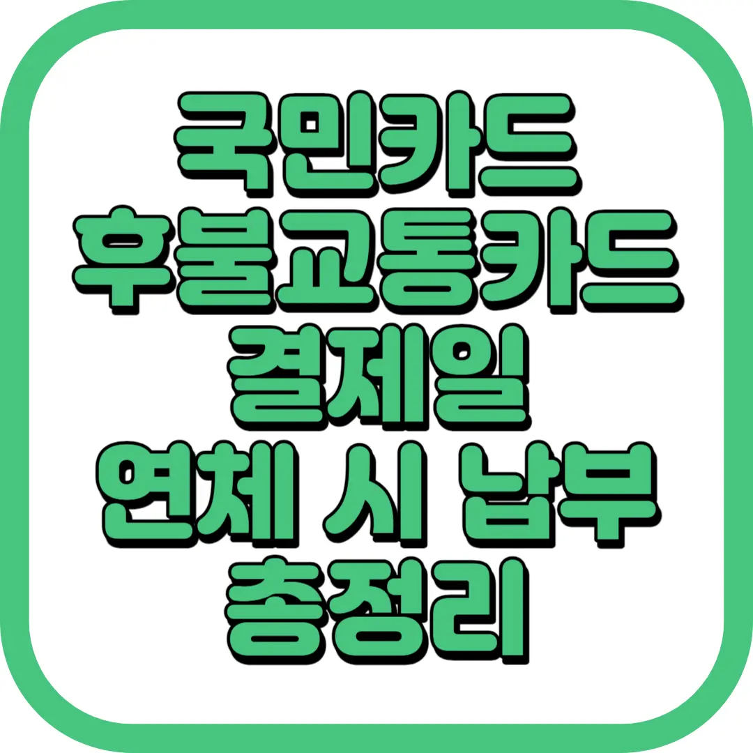 국민카드 후불교통카드 결제일