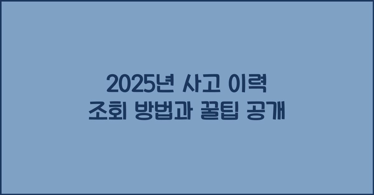 2025년 사고 이력 조회 방법