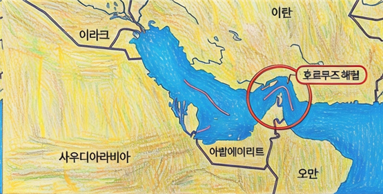 호르무즈 해협 위치(일러스트)