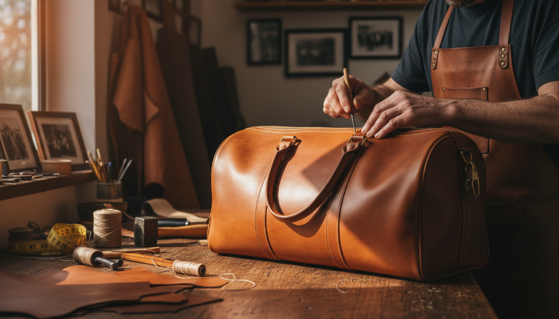 장인 정신이 느껴지는 에르메스 스타일의 가죽 공예 작업 모습