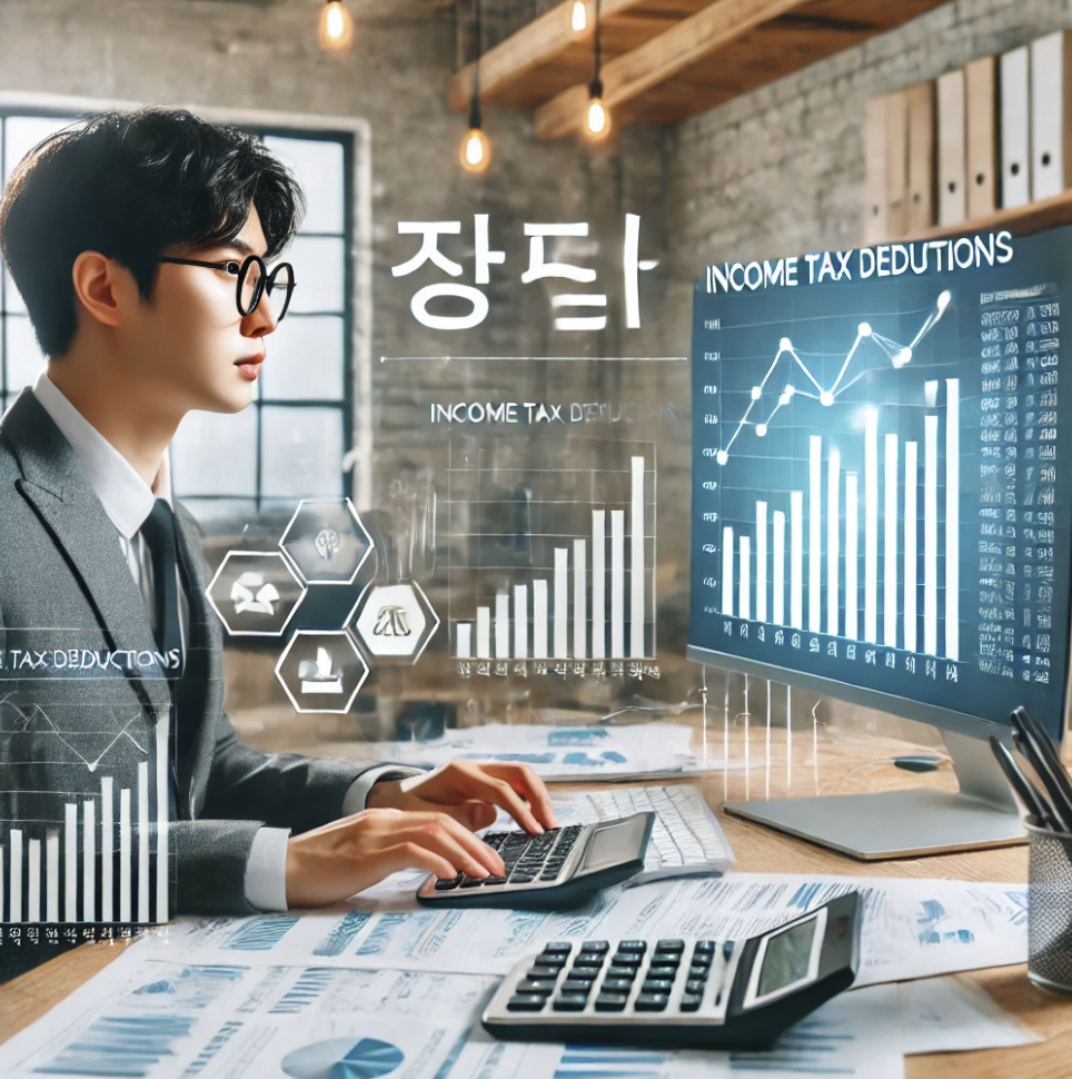 직장인이 소득세 절약을 위해 재무 계획을 세우는 모습