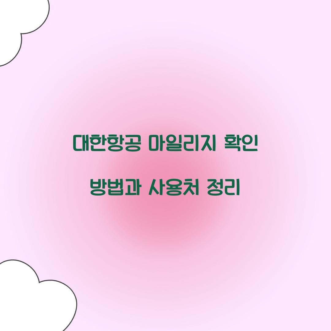 대한항공 마일리지 확인