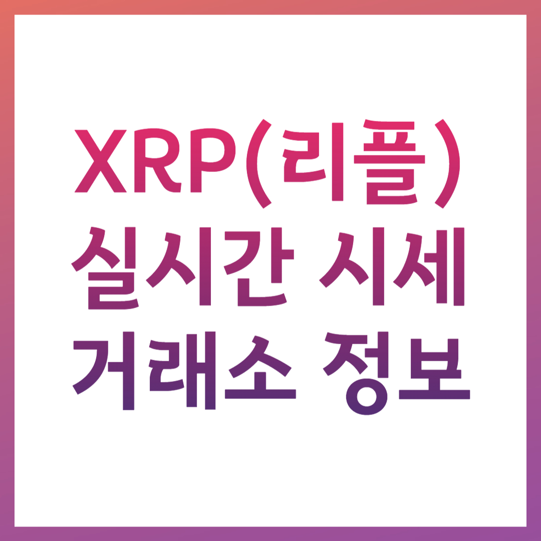 XRP 리플 실시간 시세 구매 방법 거래소 정보