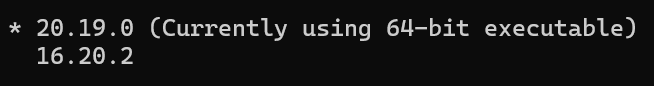 20.19.0 (Currently using 64-bit executable)