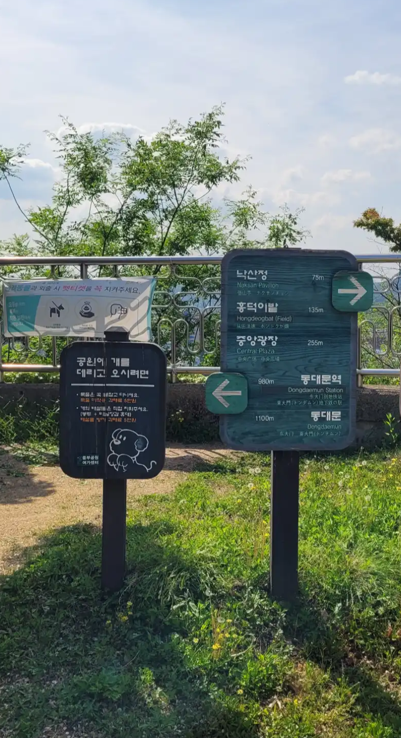 낙산에서 낙선정/동대문역 가는 이정표