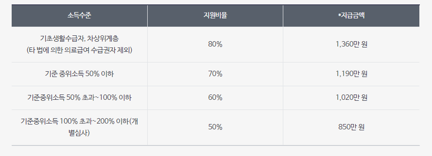 재난적 의료비 지원금액