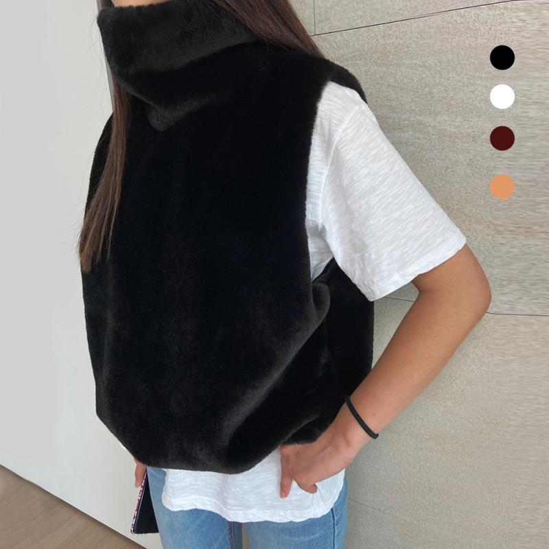 페이크퍼베스트 인조밍크조끼 터틀넥 디자인선택