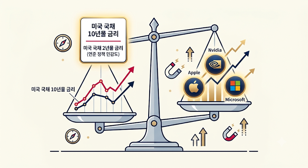 미국 국채 금리와 기술주 주가 변화